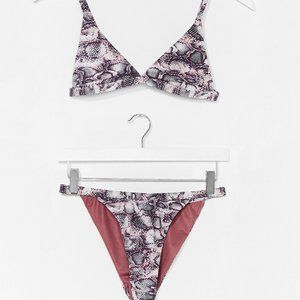 Nasty Gal Mauve Snake Difference Triangle Bikini